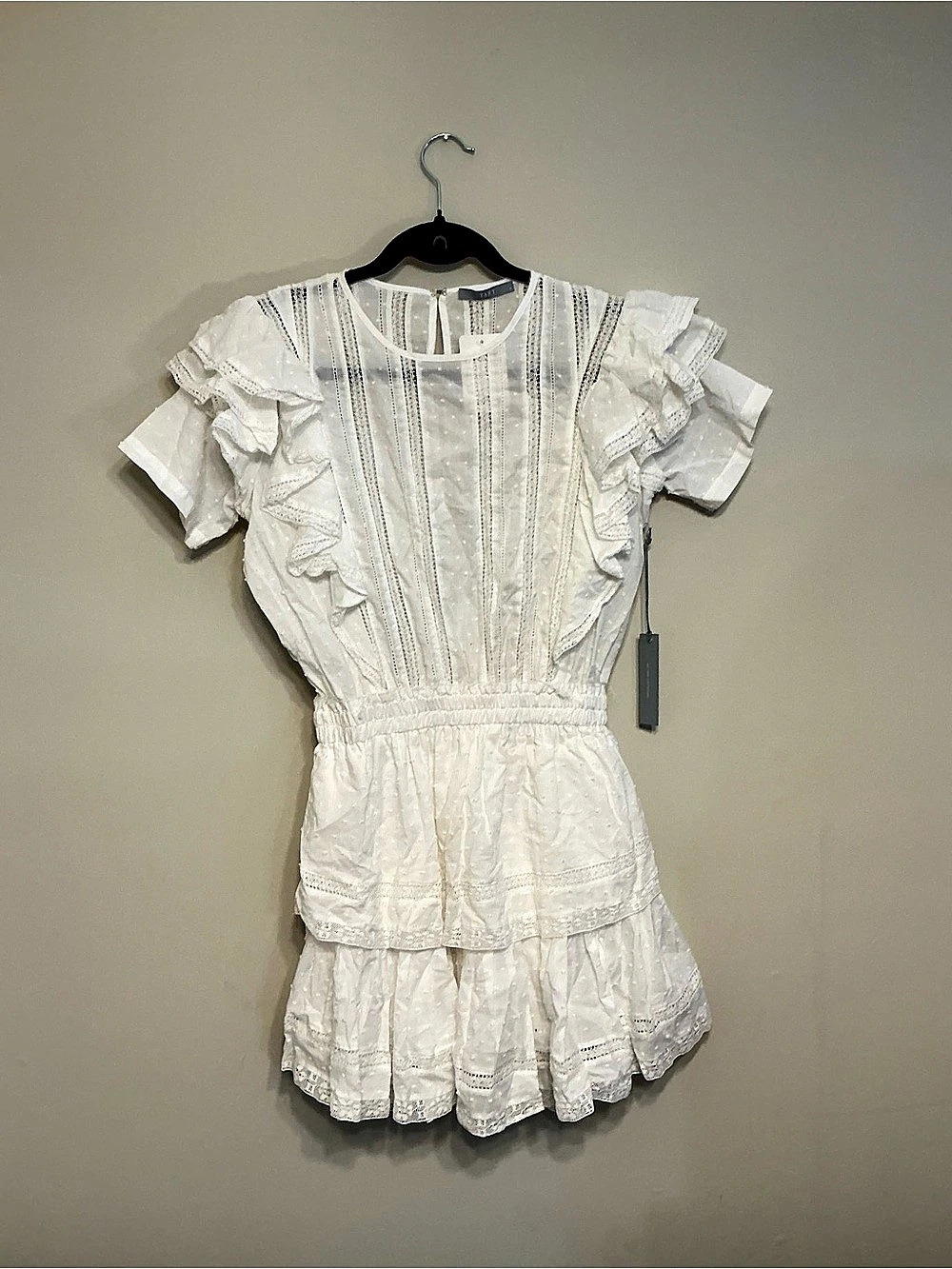 Tart Collections Ruffle Mini Dress in White Size Small NWT